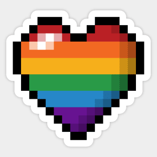 Large Pixel Heart Design in LGBTQ Rainbow Pride Flag Colors Sticker